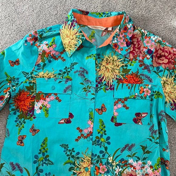 Soft Surroundings Floral Butterfly Shirt Dress Get Ready for Spring MEDIUM - Picture 7 of 9